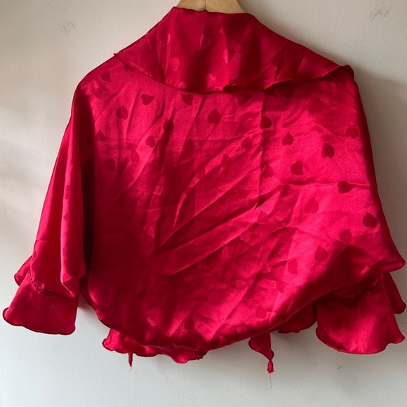 Heart Print Red Ruffled Handmade Open Top S-M - Picture 3 of 6